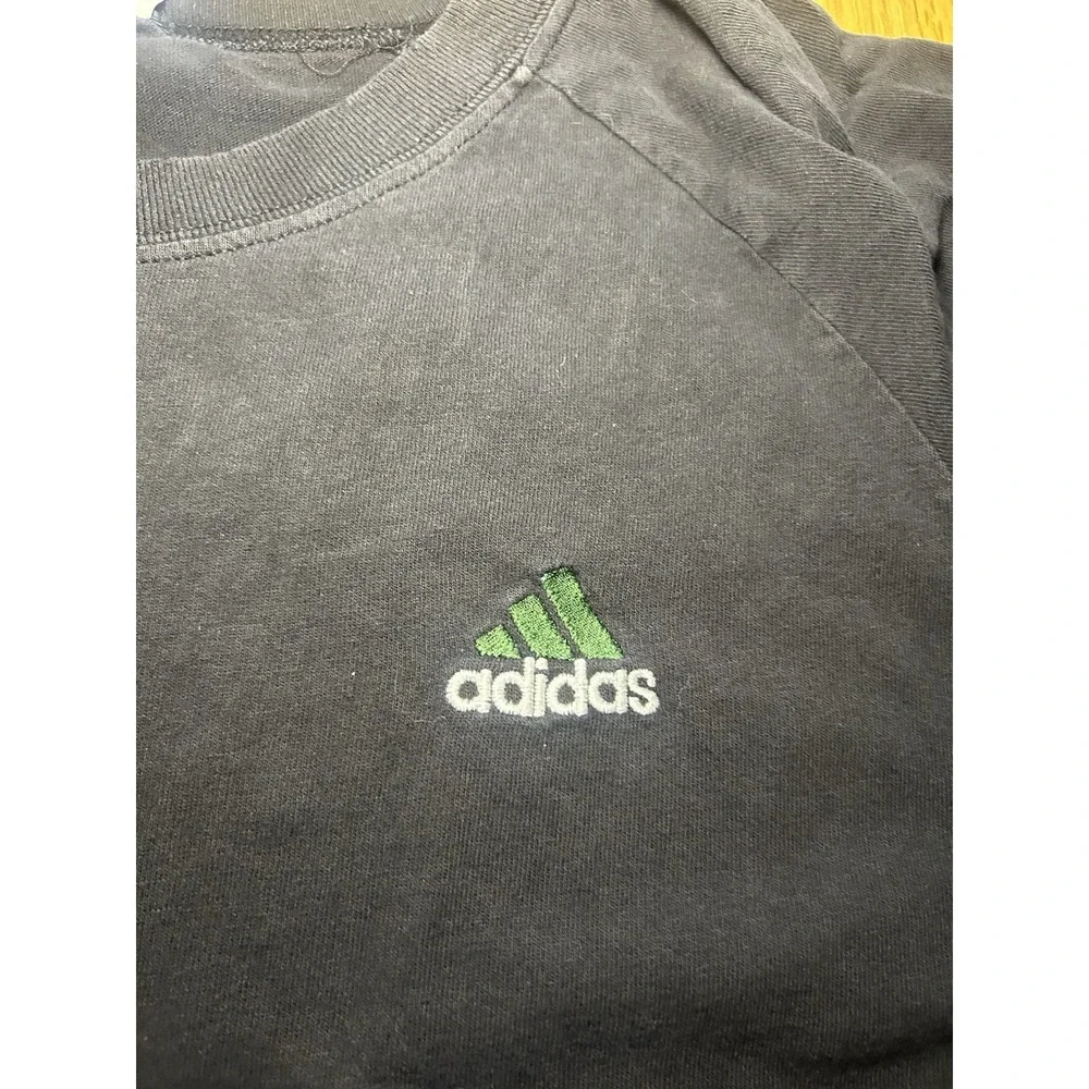 Vintage Adidas Black T-Shirt Green Logo Made in USA 90s Embroidered TeeMen's L